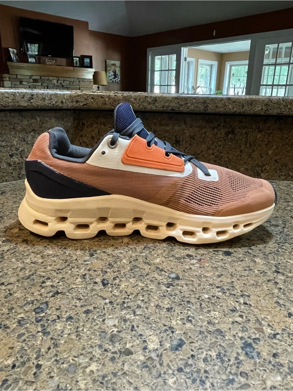 ❤️‍🔥 On Running Cloudstratus 2 Womens Athletic Shoe Cork Fawn Navy Sz 7 Workout